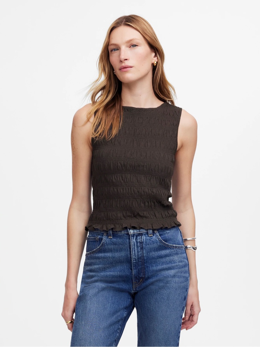 Sleeveless Smocked Tank Top